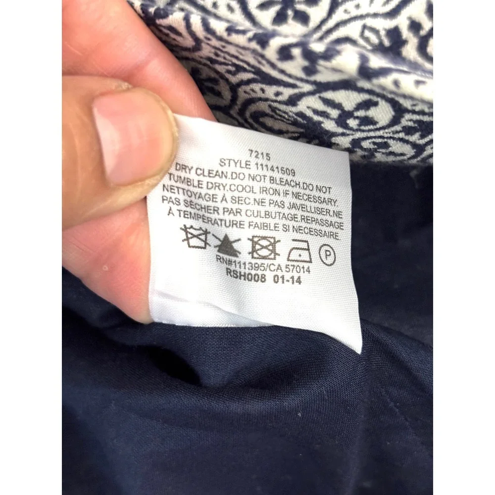 Tory Burch Heidi‎ Jacquard Blazer Jacket Blue Beige Printed Cotton Blend Size 8
